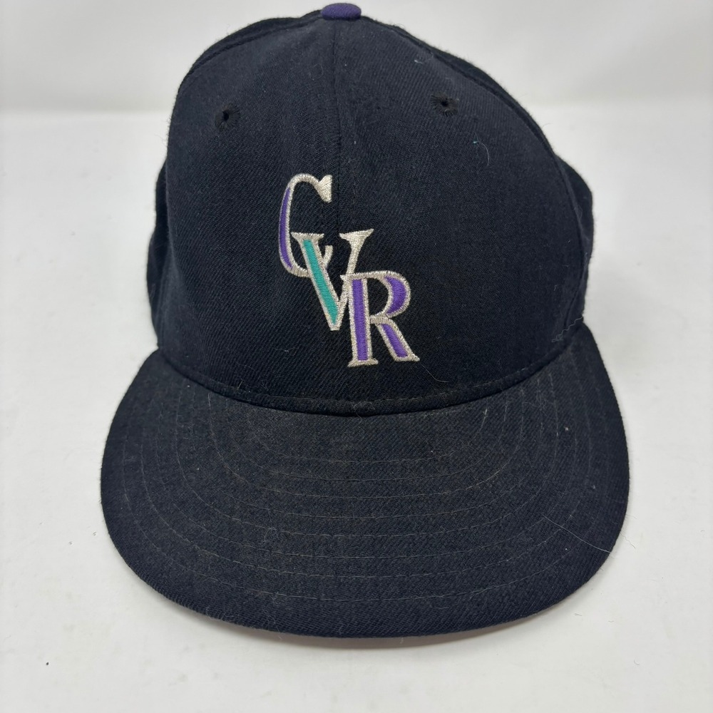 VTG Central Valley Rockies New Era Hat Mens 6 3/4 Black Wool Cap 90s USA MiLB